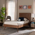 Twin Walnut Brown Engineered Wood Platform Bed R660