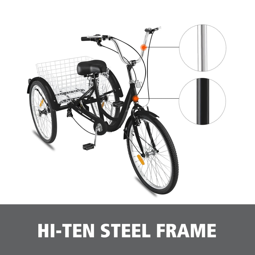 26 inch 7-Speed Adult Tricycle with Basket U495304