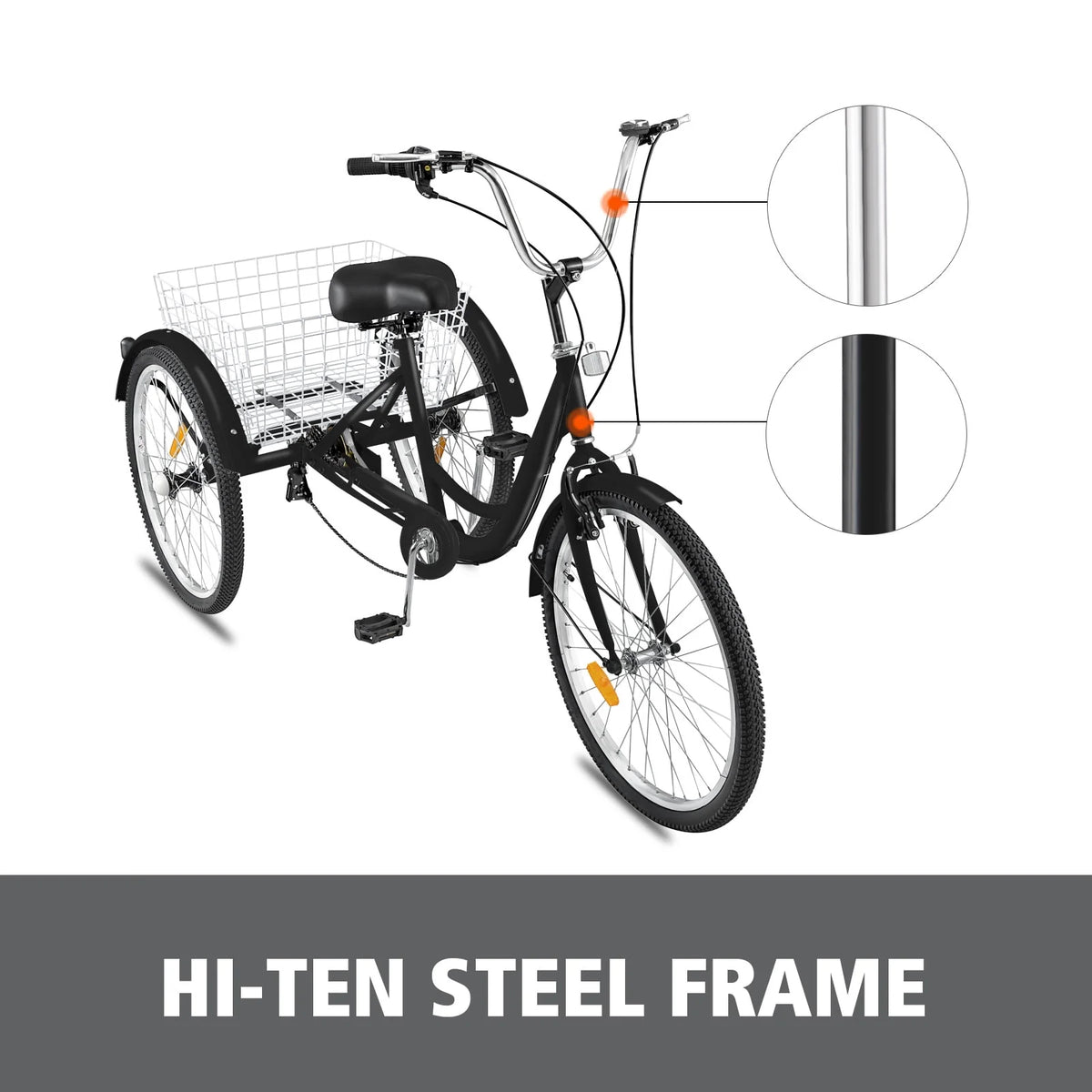 26 inch 7-Speed Adult Tricycle with Basket U495304