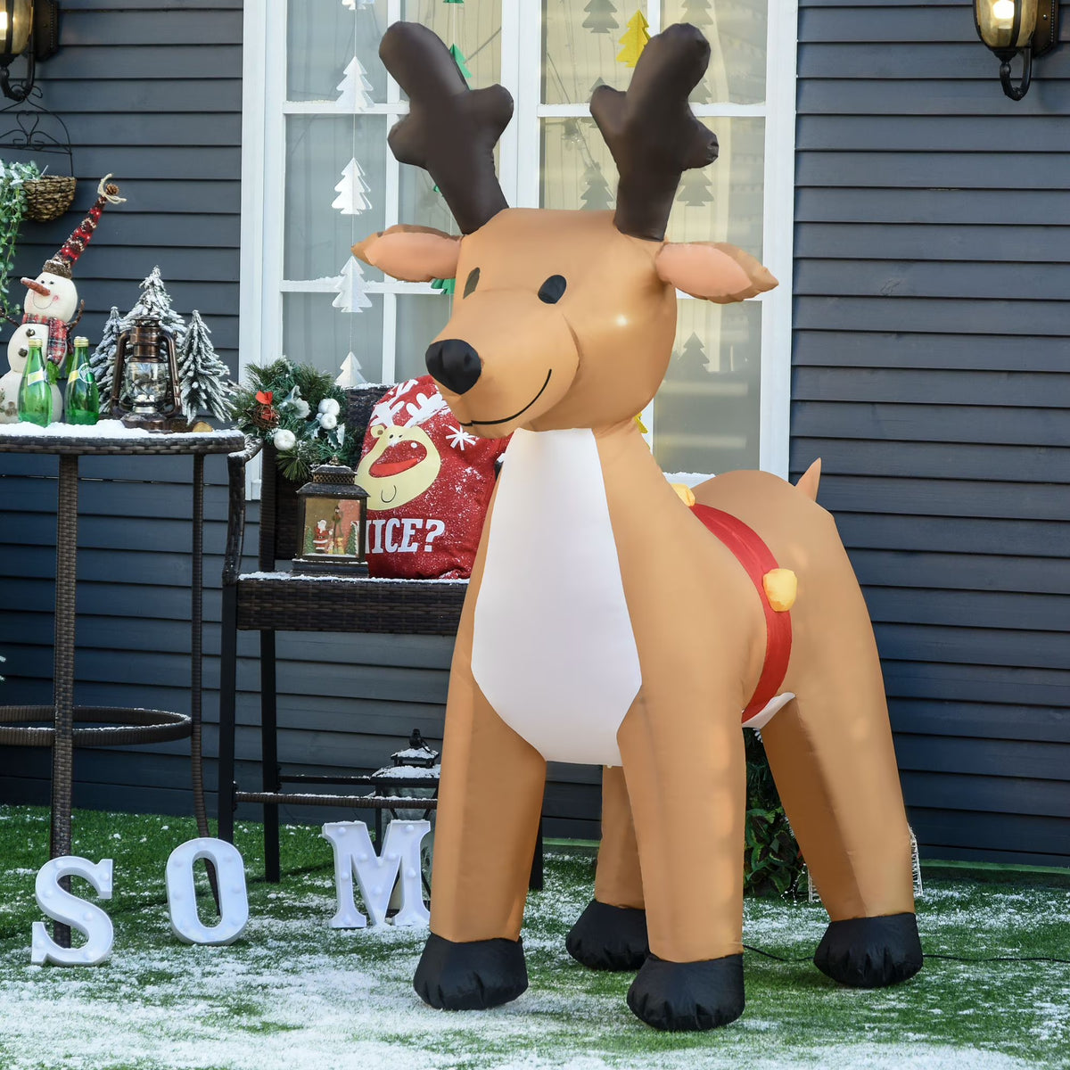 Reindeer Christmas Yard Inflatable with LED Lights V1329