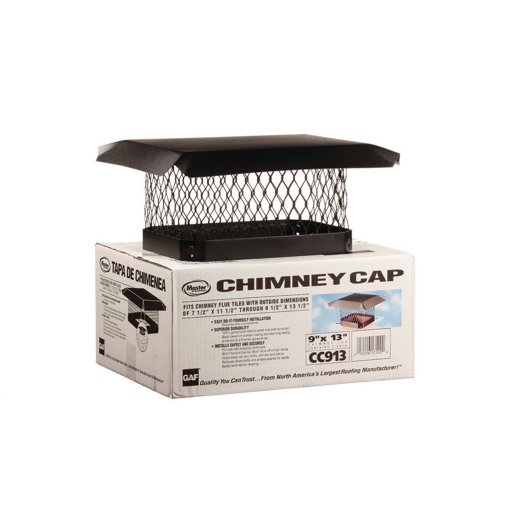 9 in. x 13 in. Galvanized Steel Fixed Chimney Cap in Black E63978