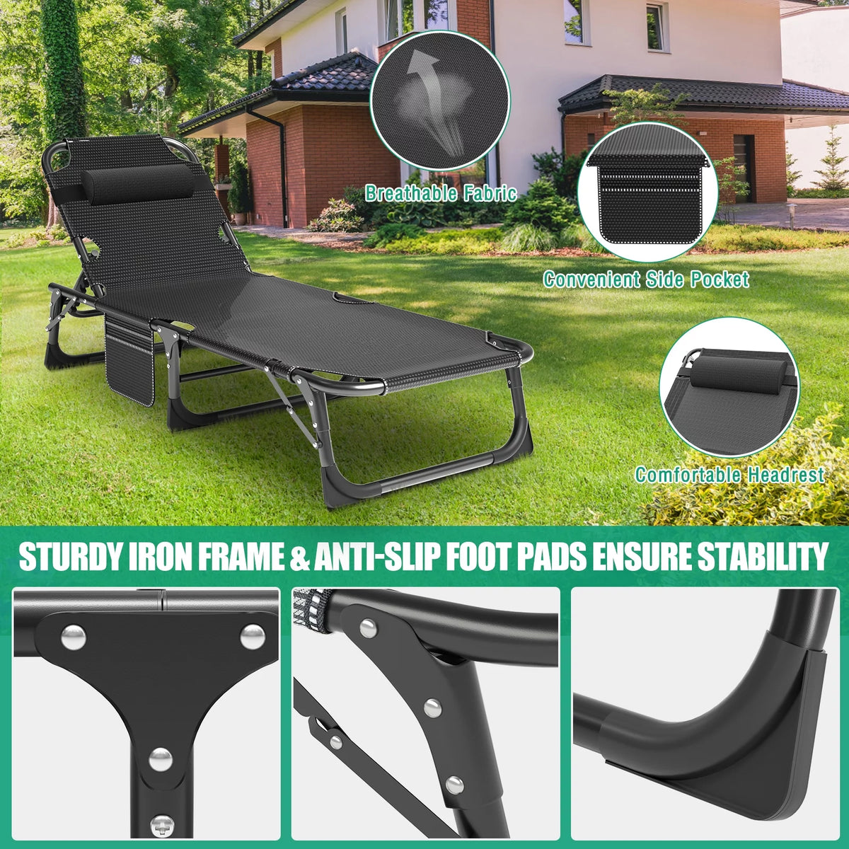Folding Camping Cot with Mattress and Pillow F67812