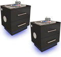 Black Nightstand with Drawers and Charging Station A66539