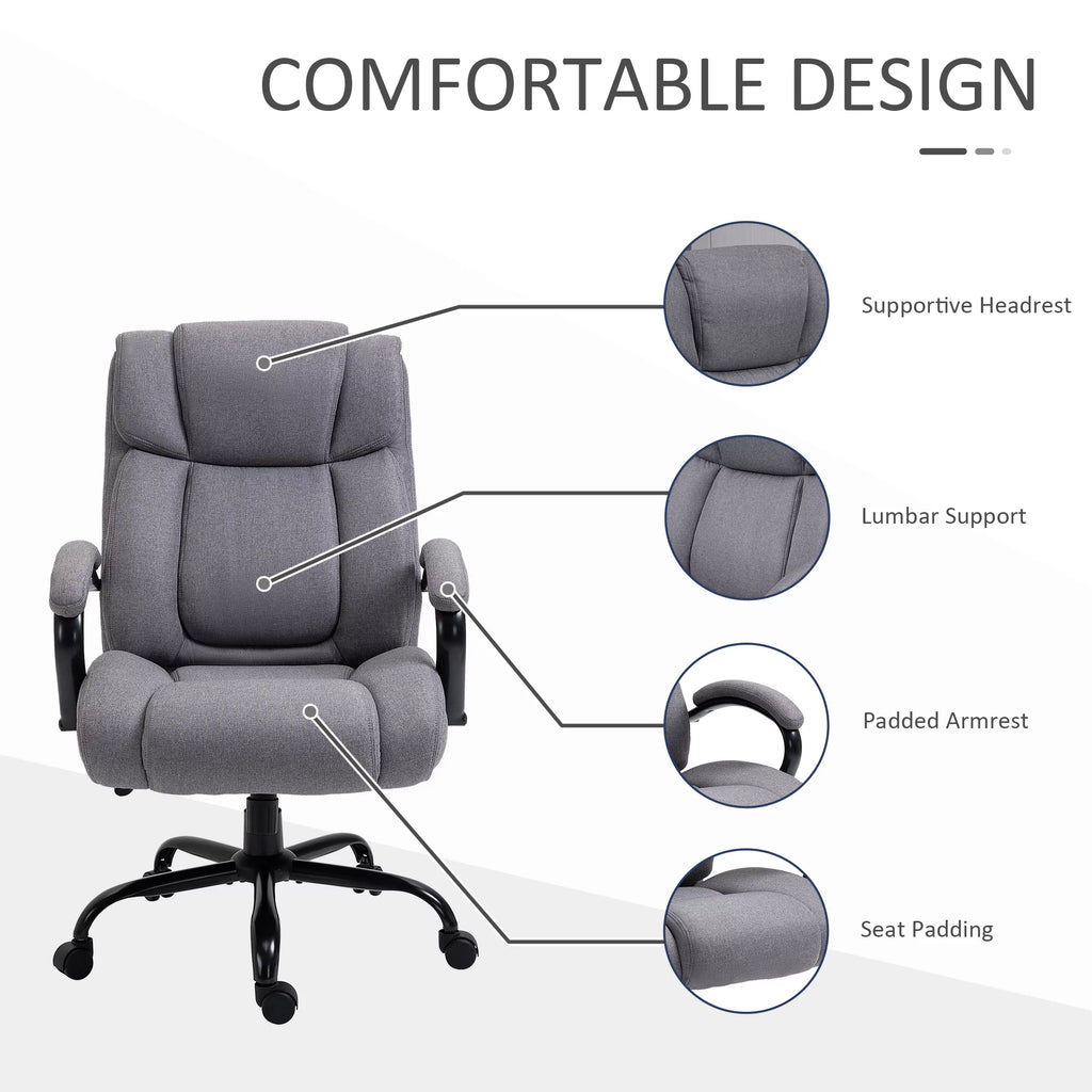 Light Grey Linen Fabric High Back Executive Office Chair E670941