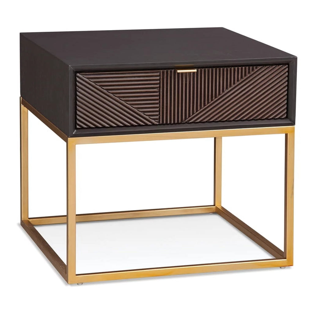 Black Wood and Metal Rectangular End Table S92691