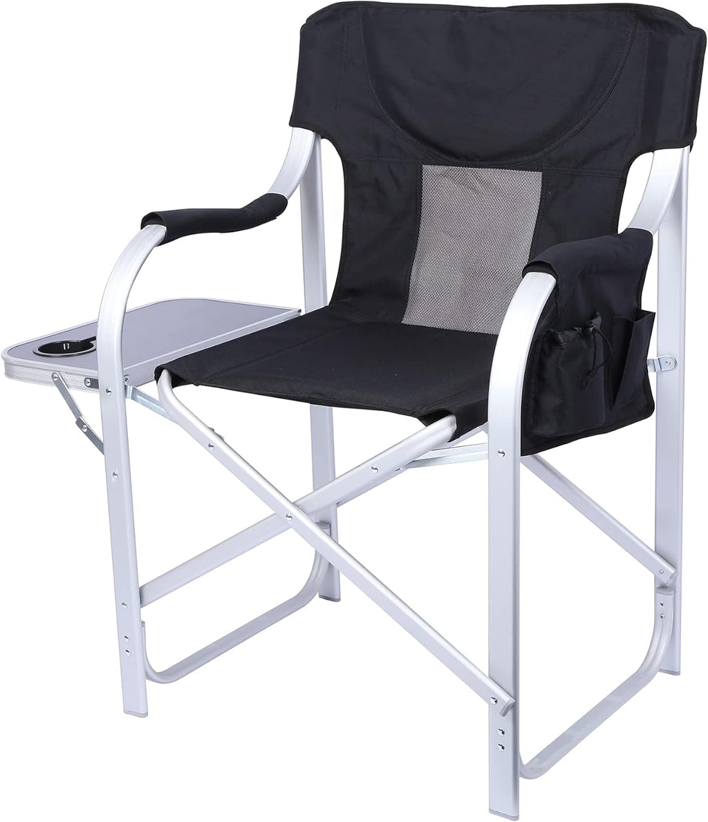 Blue 2 Pack Heavy Duty Folding Director Chair with Side Table V518