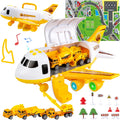 Toddler Airplane Toys with Lights and Sounds, Transport Cargo Airplane with 4 Construction Cars S318