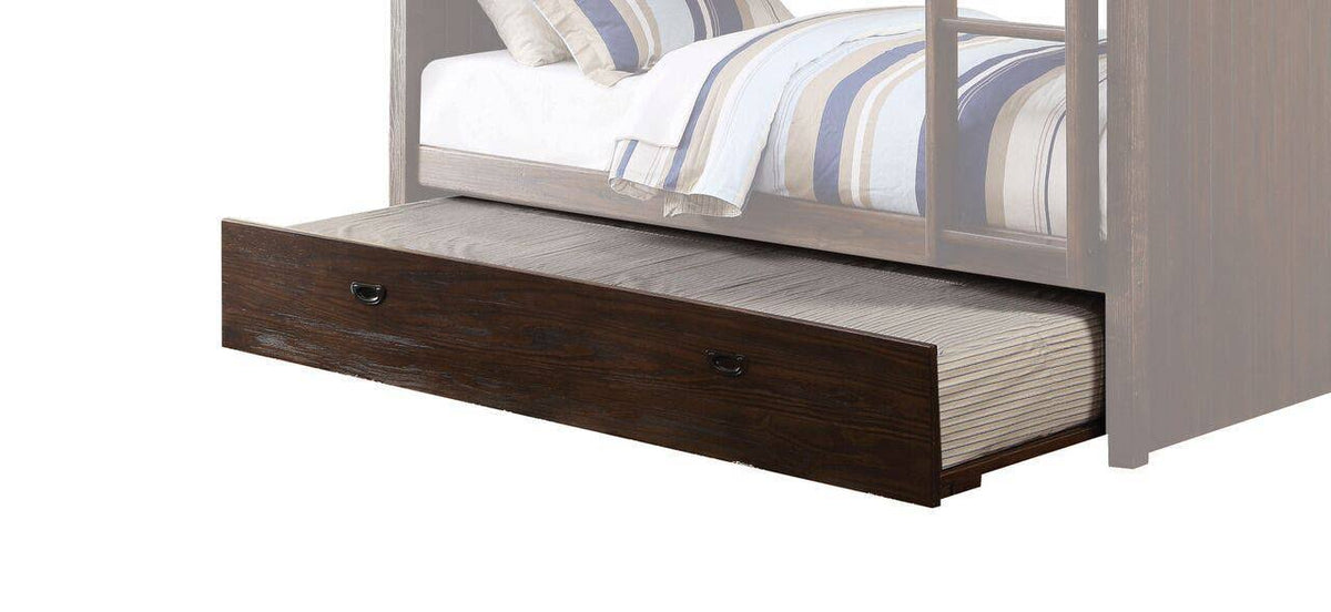 Trundle Twin Antique Charcoal Brown New Zealand Pine Wood K558