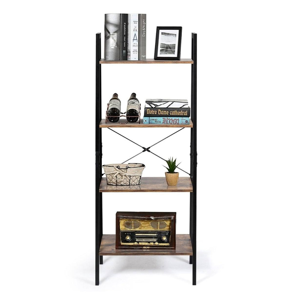 4-Tier Ladder Storage Rack Bookcase W9432