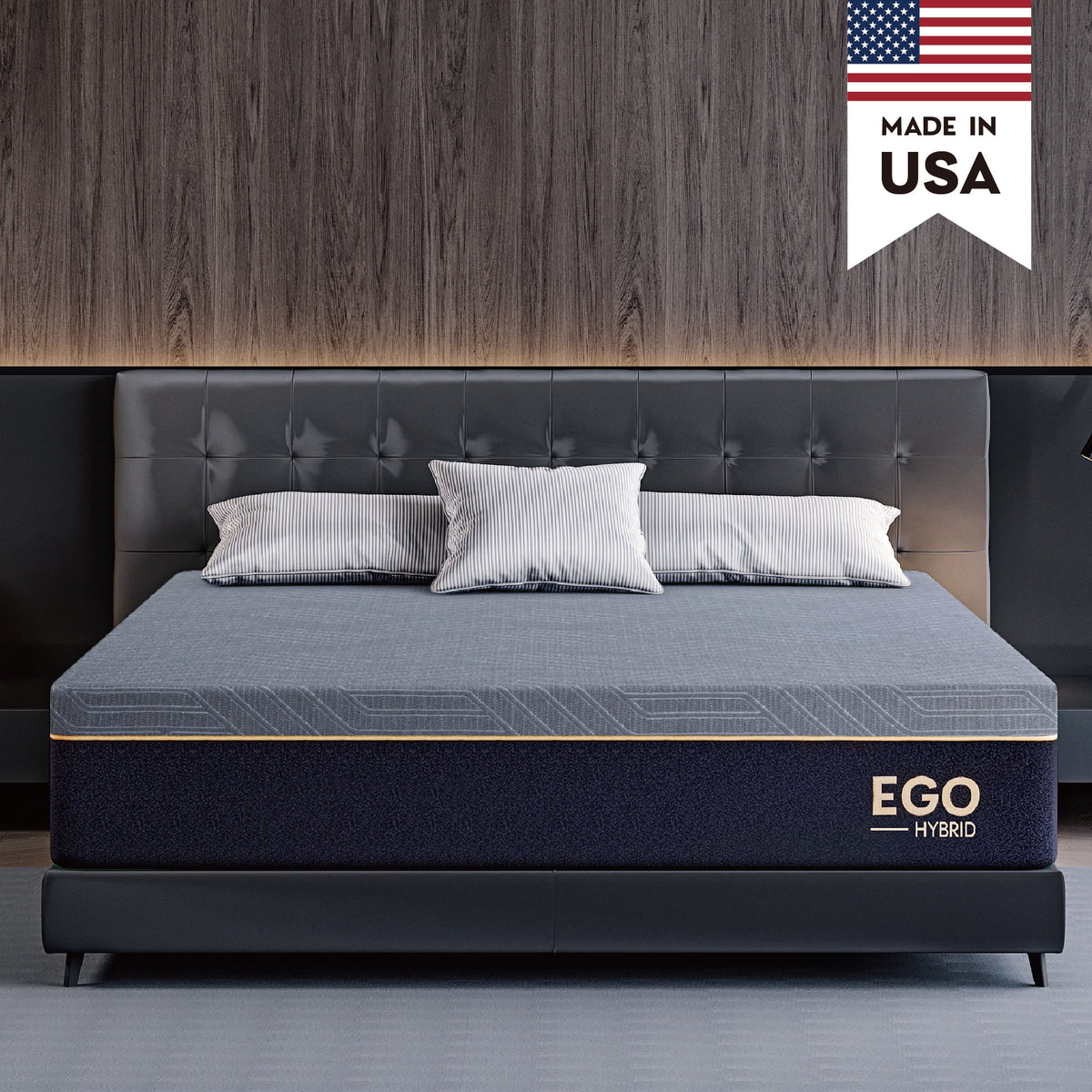 Black 12 inch Full Size Memory Foam Hybrid Mattress C5026