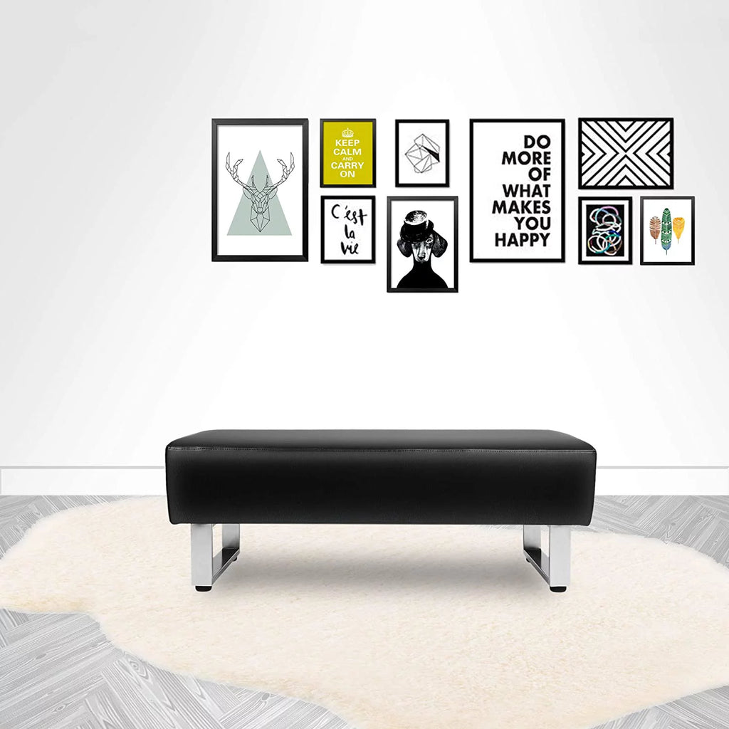 Black Faux Leather Upholstered Dining Bench Z196