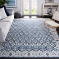 Navy Light Grey Floral Geometric Area Rug L82375