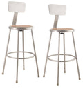 Heavy Duty Steel Stool with Backrest, Grey, Pack of 2 R1162
