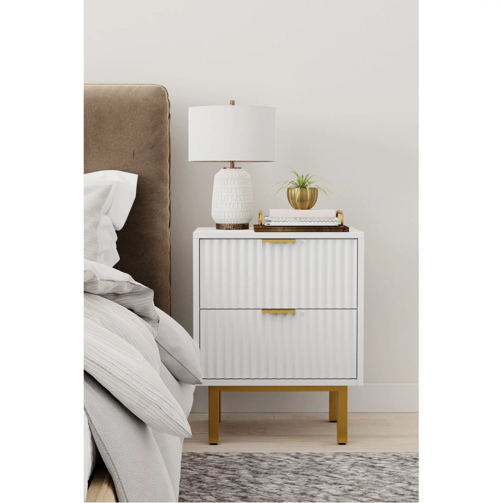 White 2 Drawer Nightstand D891974