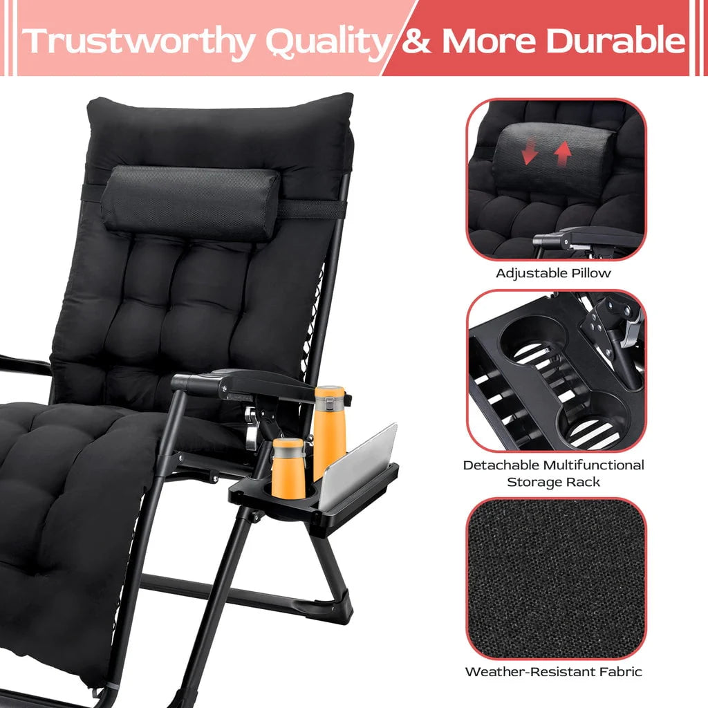 Oversized Gray Ergonomic Folding Recliner Chair V803
