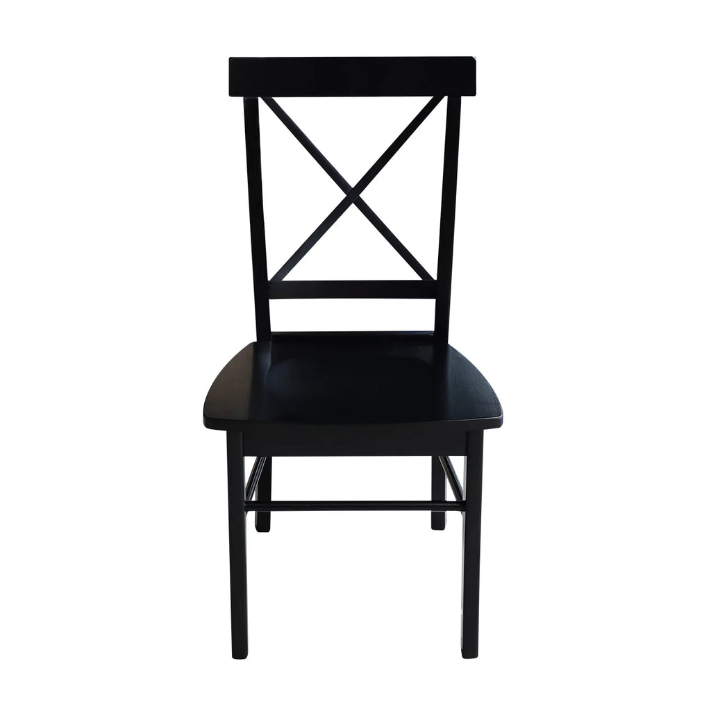 36 inch Dual Drop Leaf Dining Table with Two X-back Chairs in Black Z3579