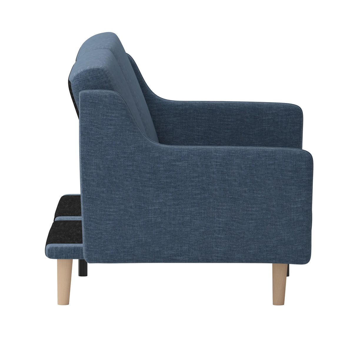 Navy Faux Linen Upholstered Split Back Sofa Futon U75098