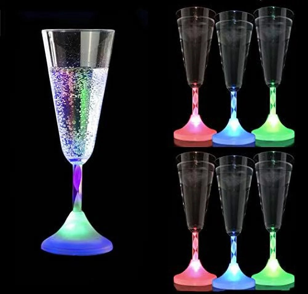 6 Oz LED Light Up Champagne Flutes Set Of 6 U8000