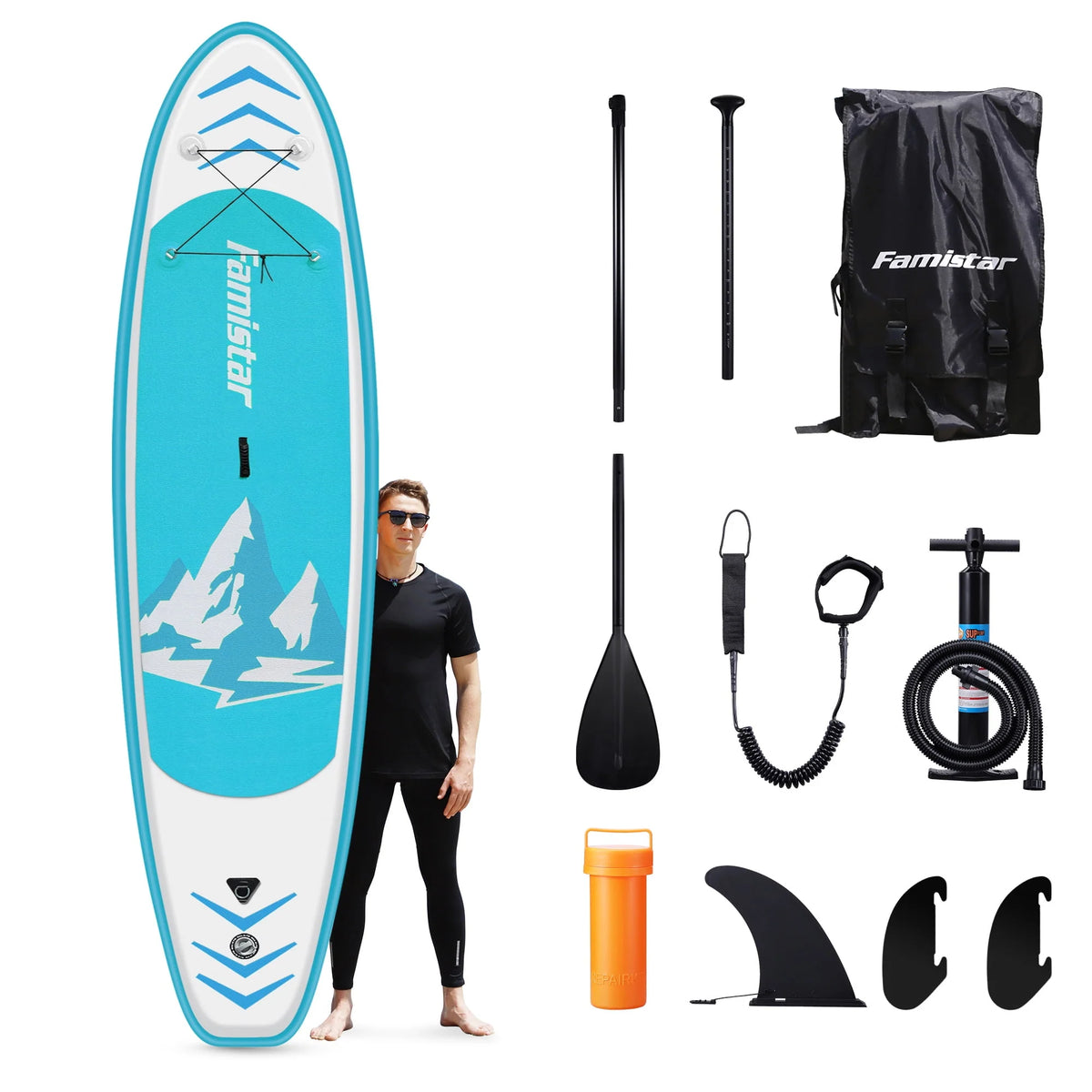 Inflatable Stand Up Paddle Board with 3 Fins, Adjustable Paddle, Pump & Carrying Backpack M341