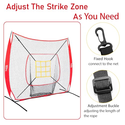 7×7FT Baseball Softball Practice Net with Strike Zone Target T733