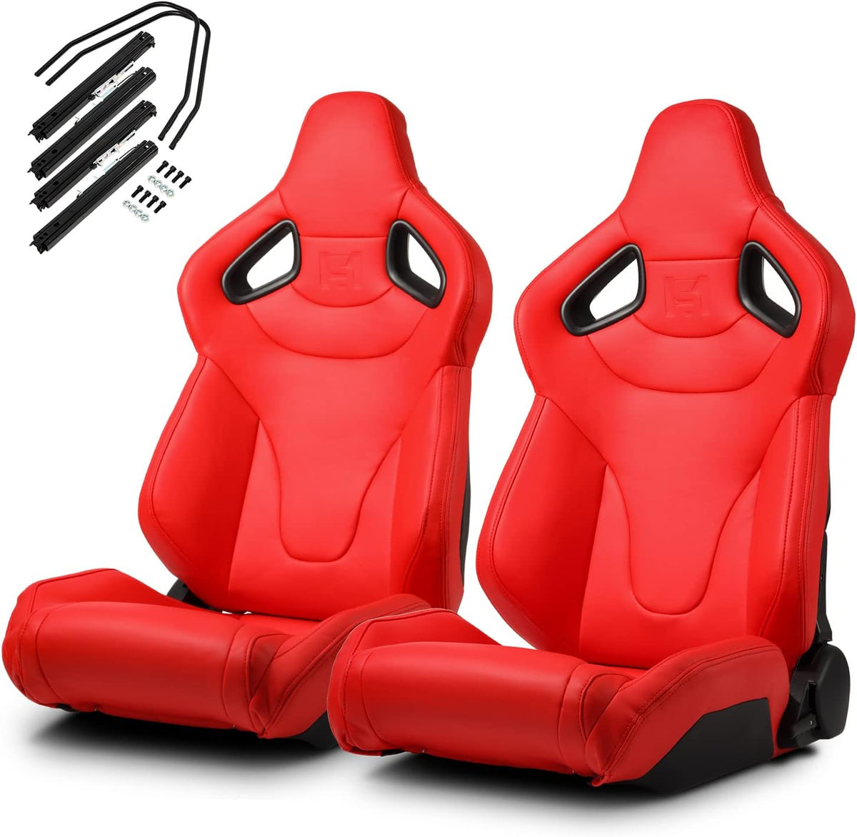 Black PVC Racing Seats with Slider Q667542