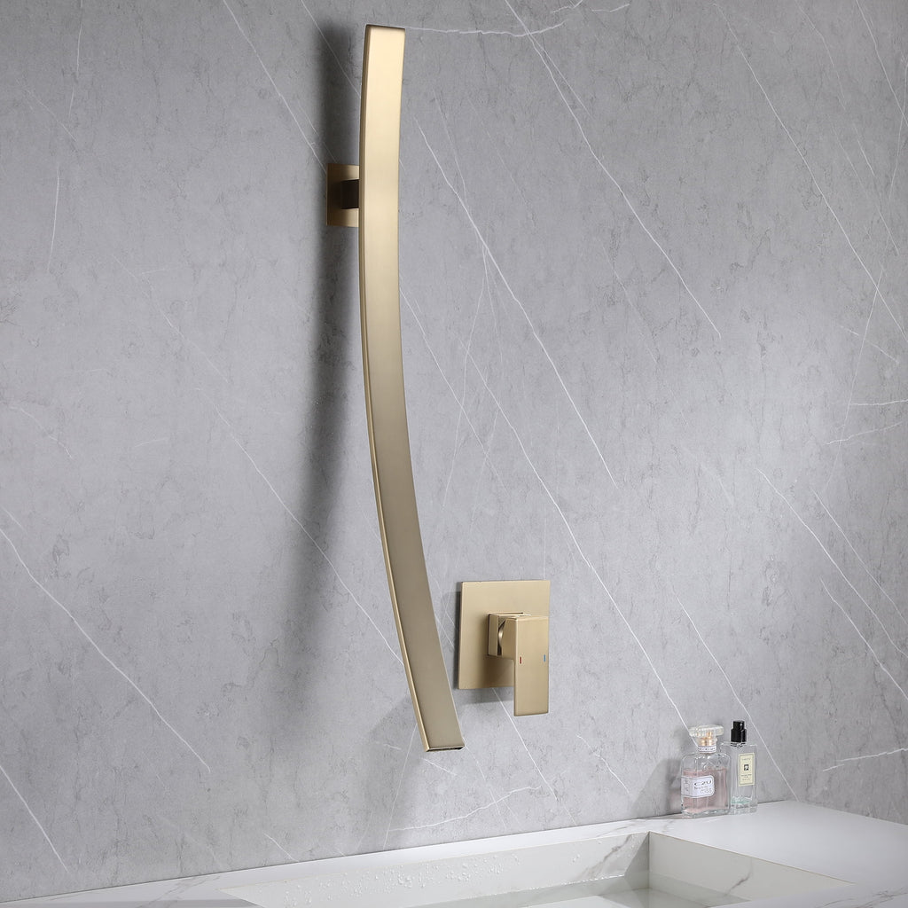 Wall Mounted Solid Brass Single Handle Bathroom Sink Faucet I380