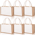 6 Pack Burlap Tote Bags with Handles A8439