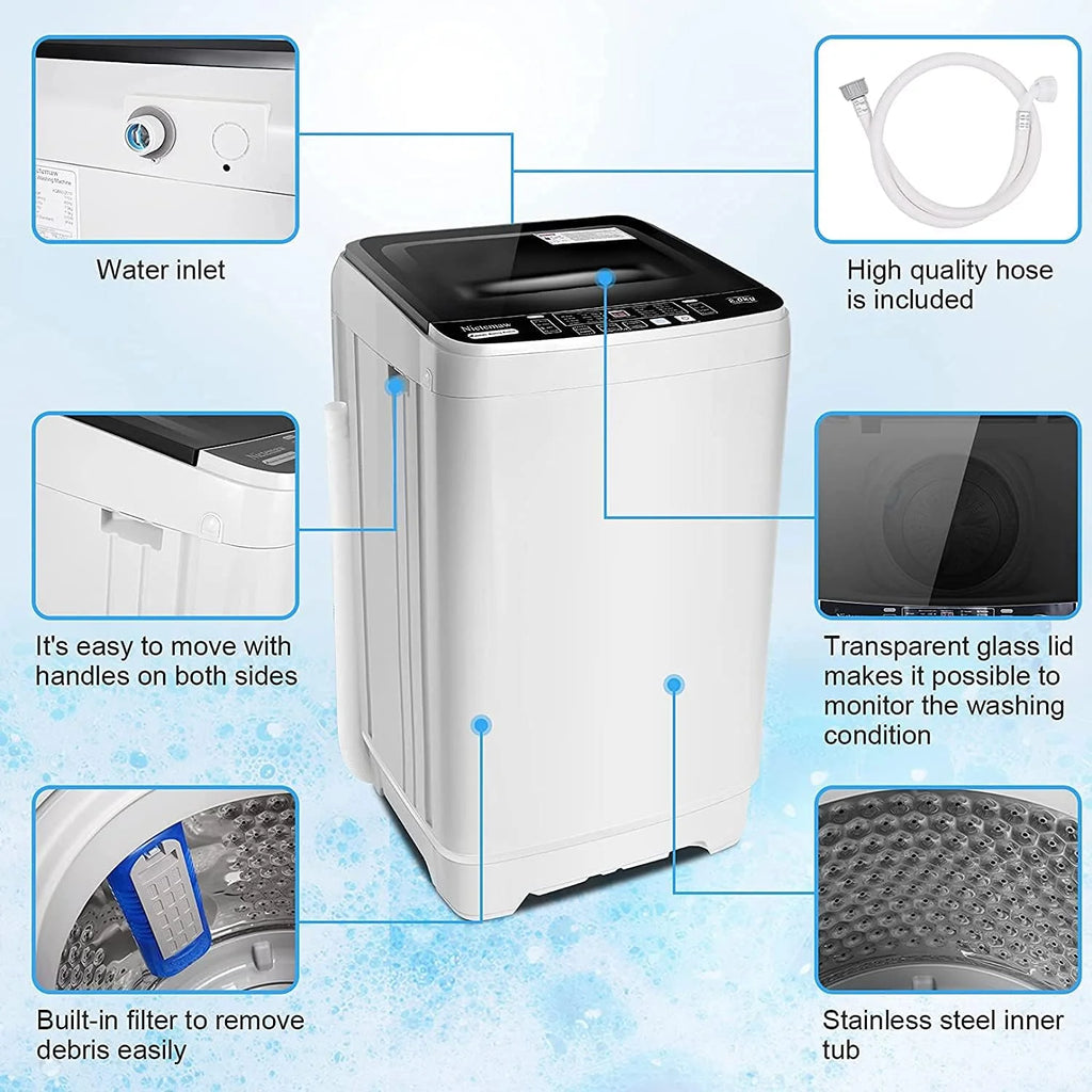 Portable Fully-Automatic Washing Machine 17.6lbs 1.9Cu.ft P946