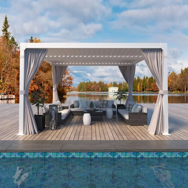 10'10' Outdoor Louvered Pergola with Adjustable Aluminum Roof I3998
