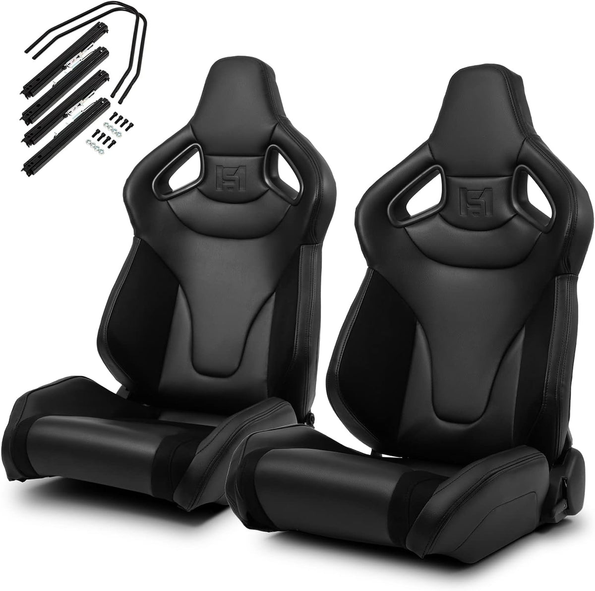 Black PVC Racing Seats with Slider Q667542