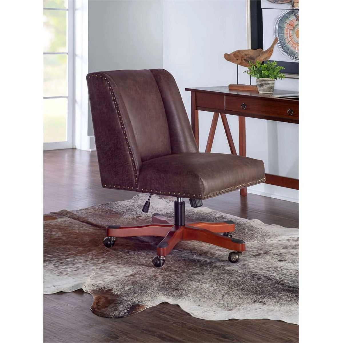 Wood Upholstered Office Chair in Brown Z2894