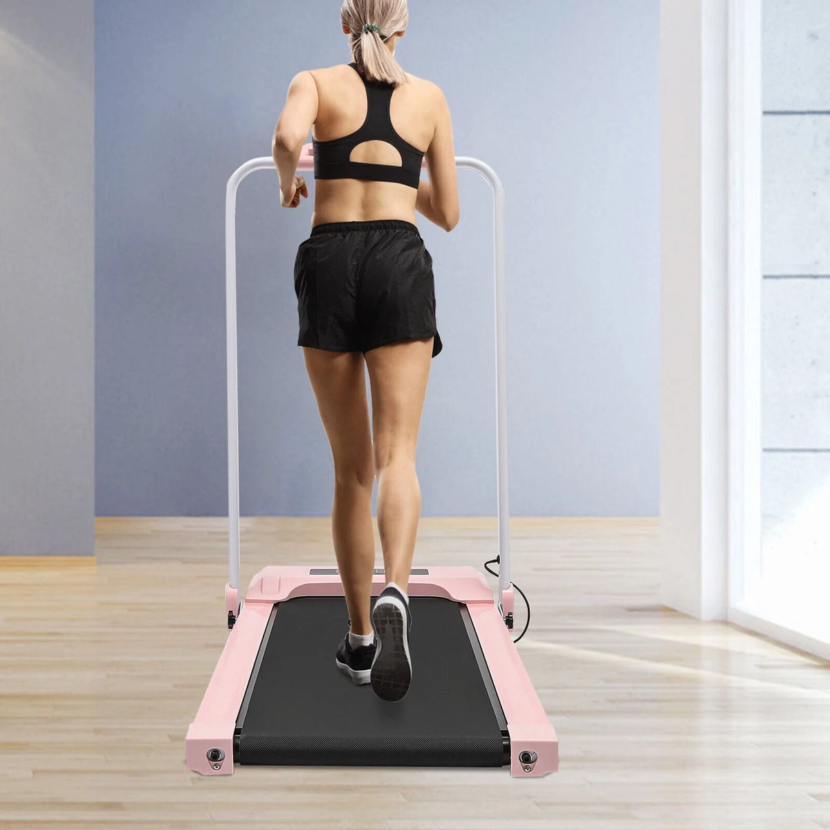 Folding Compact Treadmill 220 lbs Capacity Pink/Black Y307
