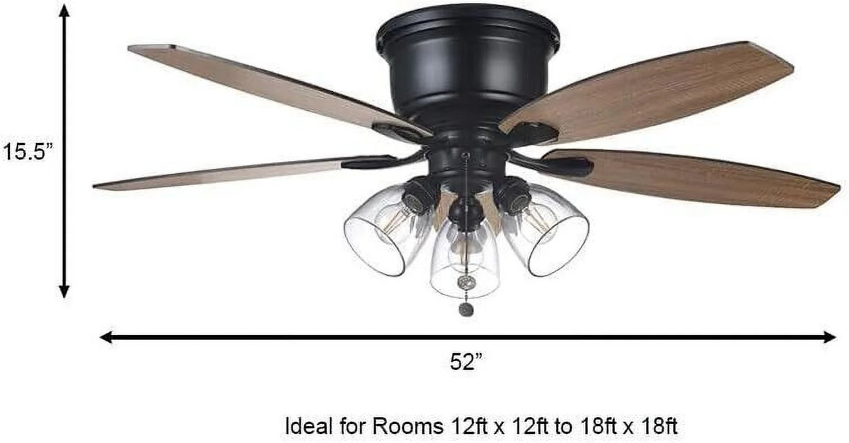 52" Matte Black LED Ceiling Fan with Light Kit K267911