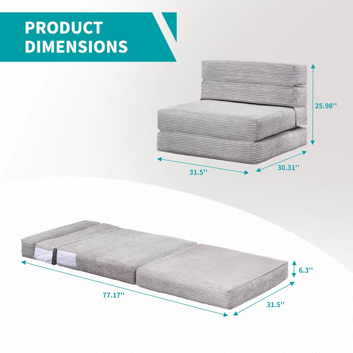Convertible Memory Foam Futon Sofa Bed B33079