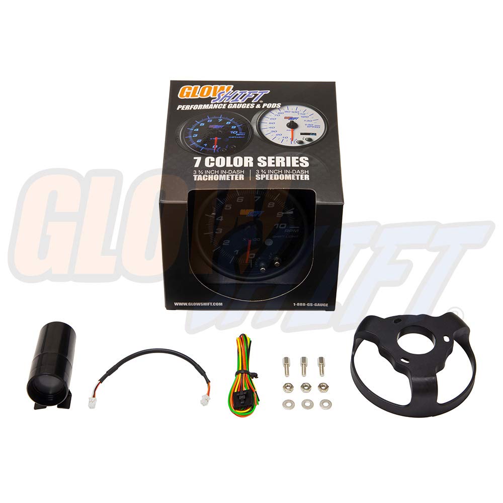 Tinted 7 Color 10,000 RPM Tachometer Gauge with Shift Light S8909