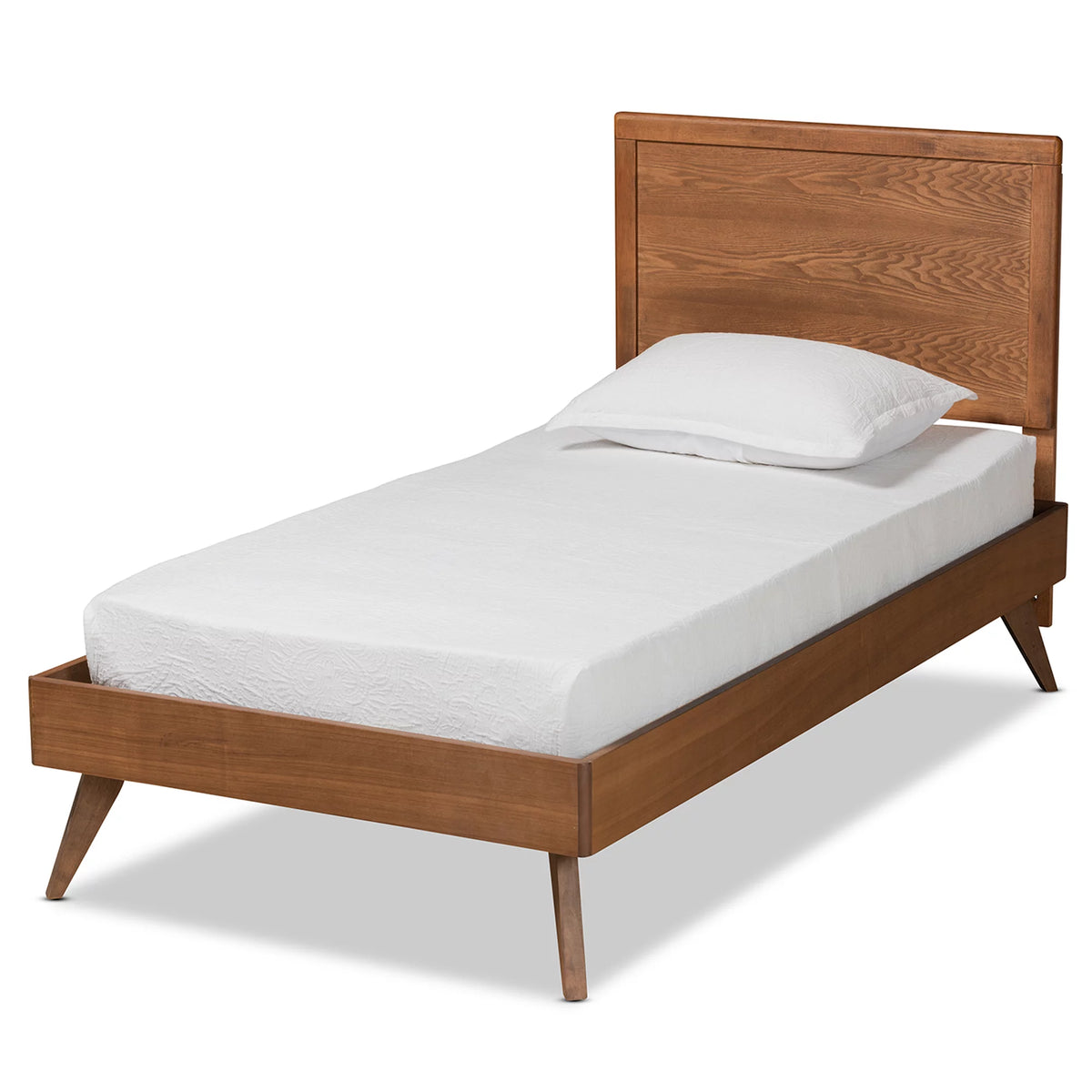 Twin Walnut Brown Engineered Wood Platform Bed R660