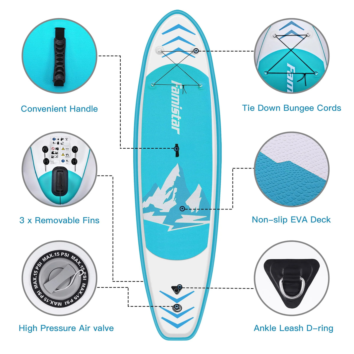 Inflatable Stand Up Paddle Board with 3 Fins, Adjustable Paddle, Pump & Carrying Backpack M341