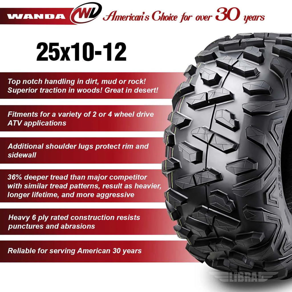 25X10-12 6PR ATV/UTV Tires Set 2 G76679