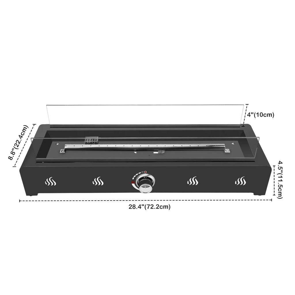 28in Propane Firepit with Glass Wind Guard P9680