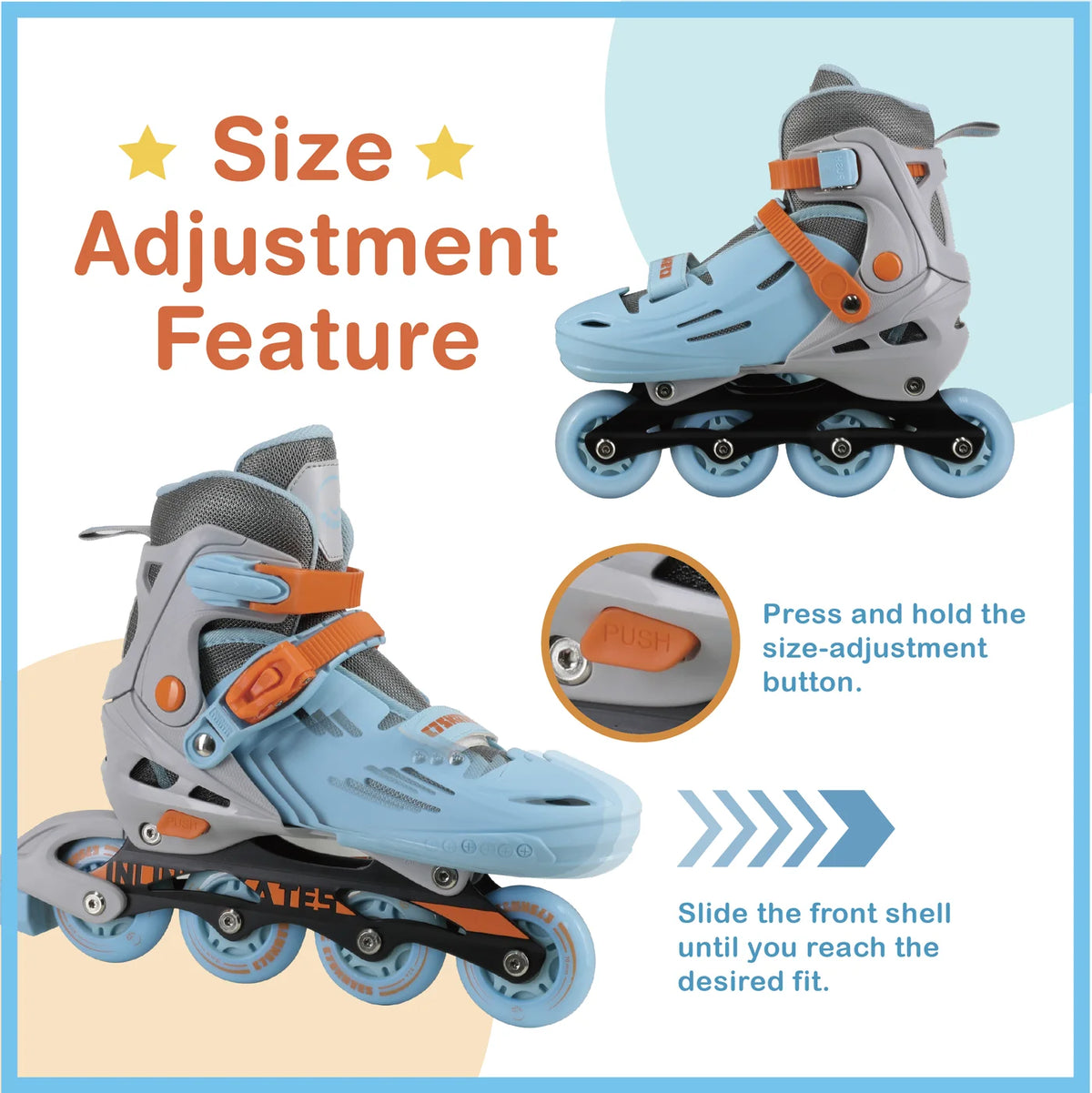 Adjustable Kids Inline Skates with Light Up Wheels R461