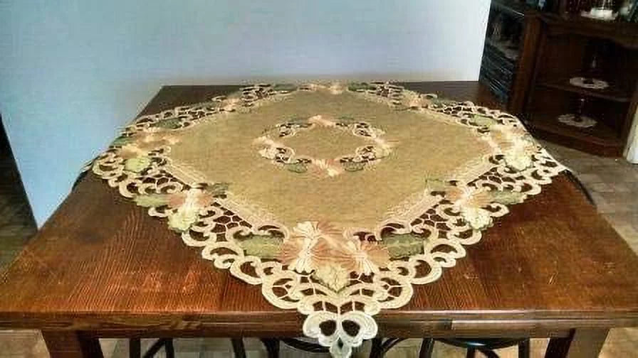 Square Embroidered Tablecloth or Table Topper 34 inches P771119