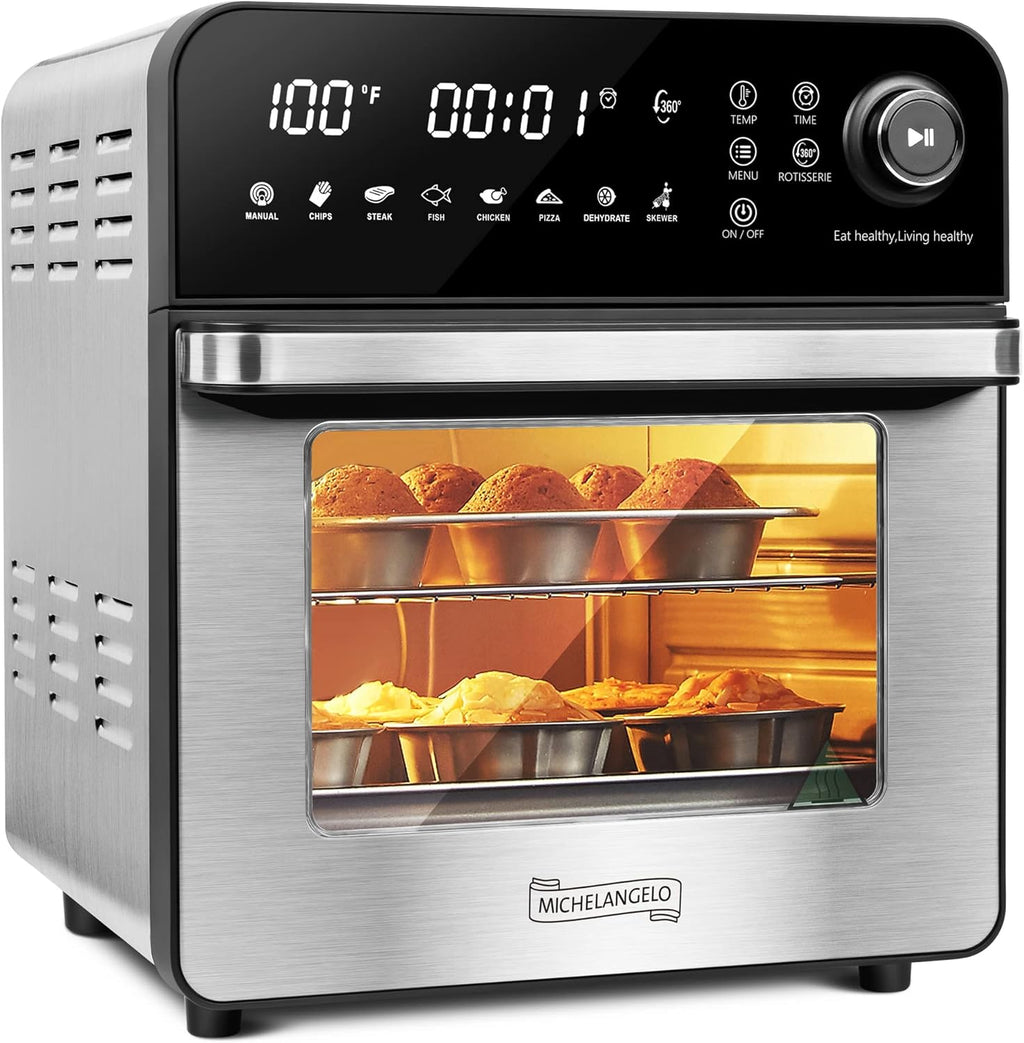 16 Quart 7-in-1 Stainless Steel Air Fryer Oven with Rotisserie and Racks V499035