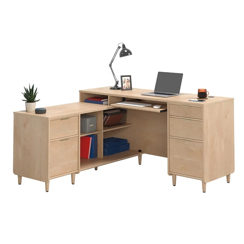 Contemporary L-Shaped Engineered Wood Desk X283556