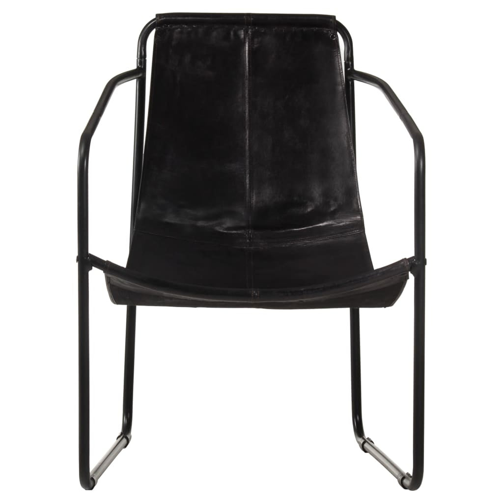 Black Real Leather Armchair T244