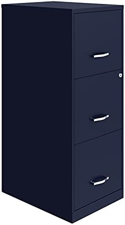 Navy 3 Drawer Metal Vertical File Cabinet with Lock L1731