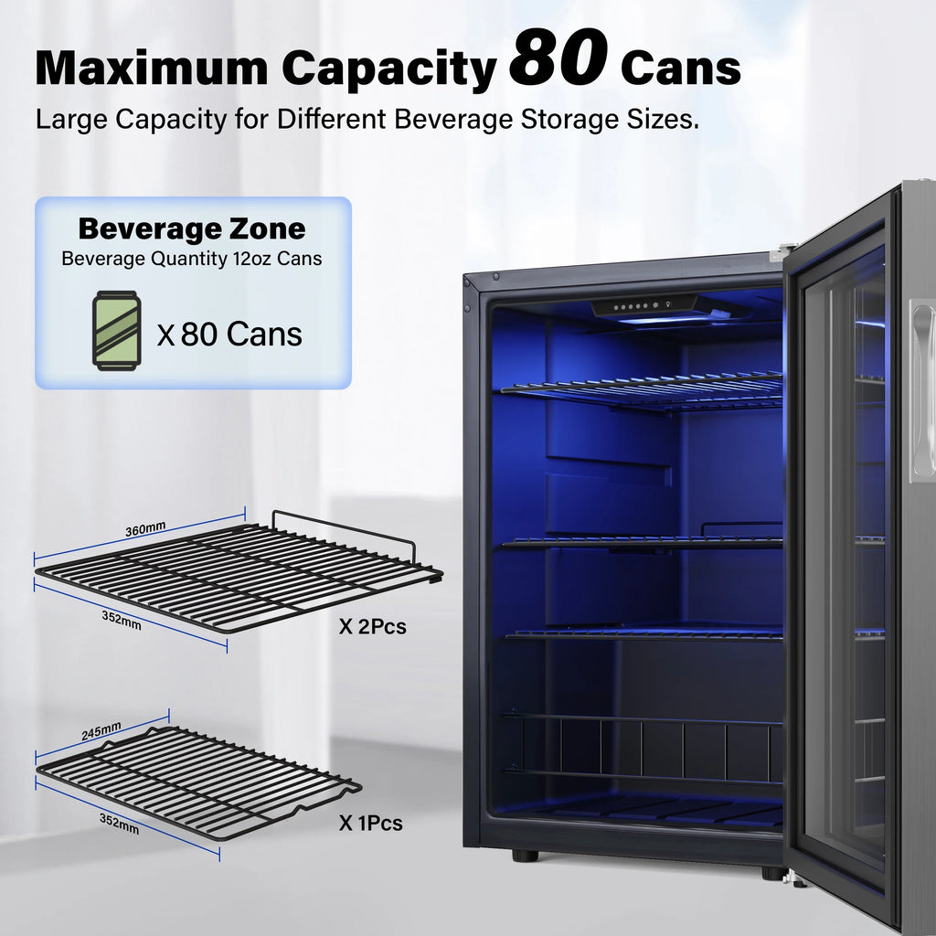 77-80 Can Mini Beverage Cooler with Glass Door H510