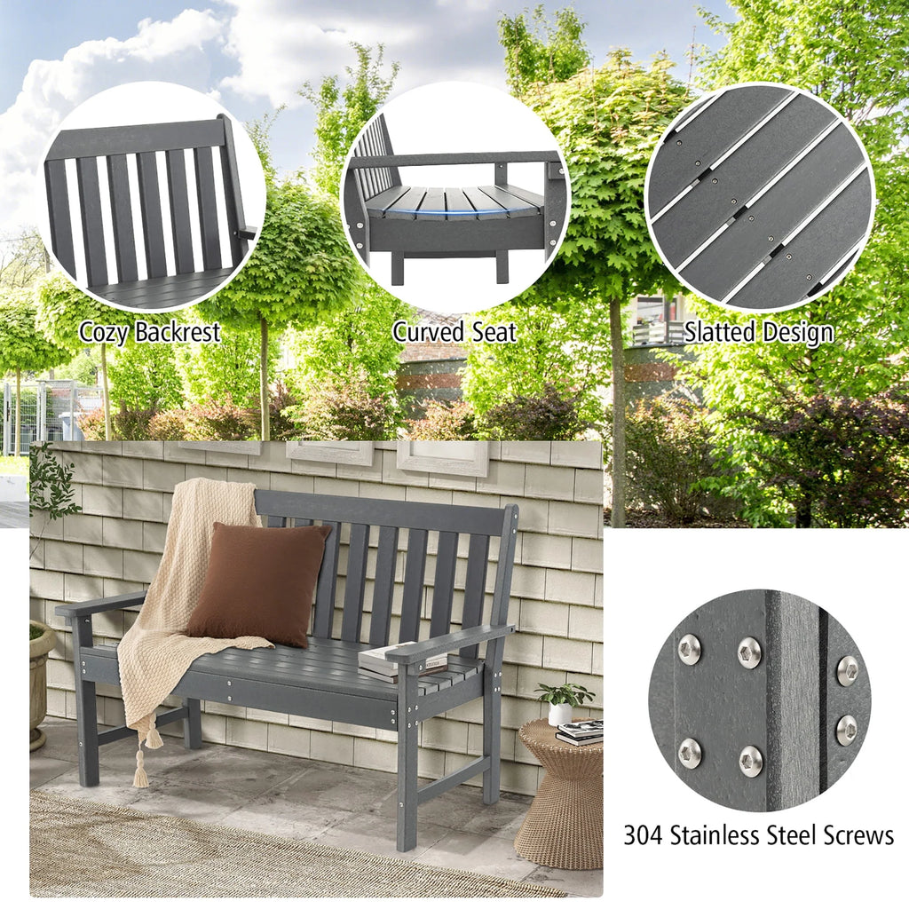 All-Weather HDPE 2-Person Outdoor Bench I4486
