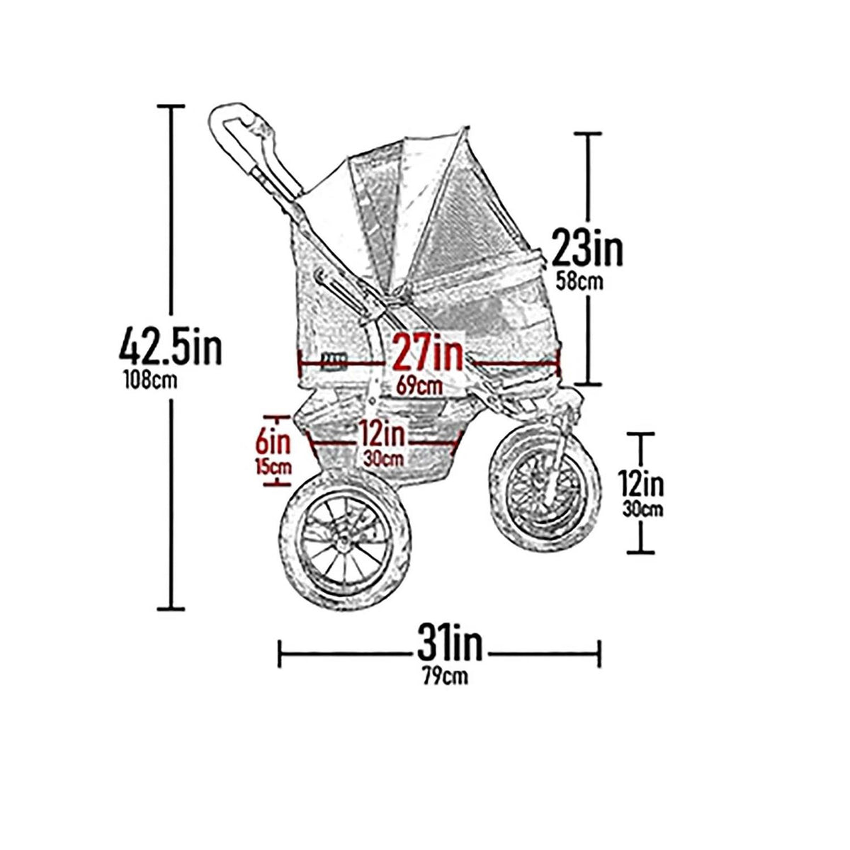 Double No-Zip Pet Stroller O184
