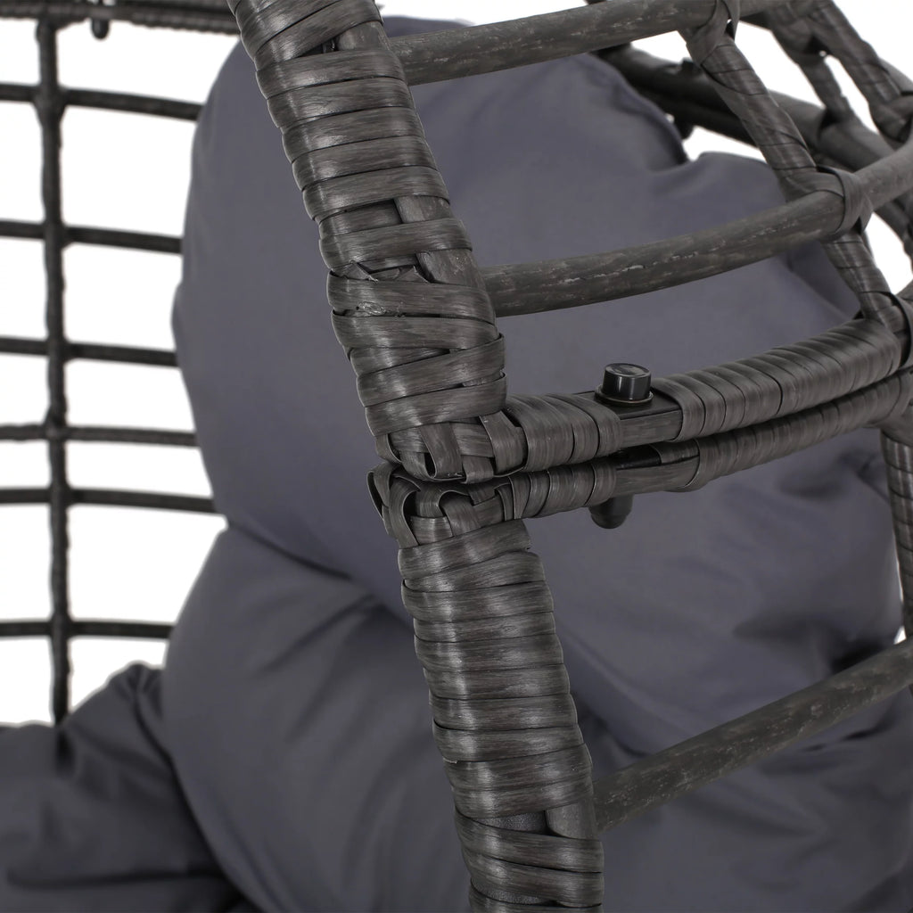 Outdoor Wicker Teardrop Chair in Gray and Dark Gray A171881
