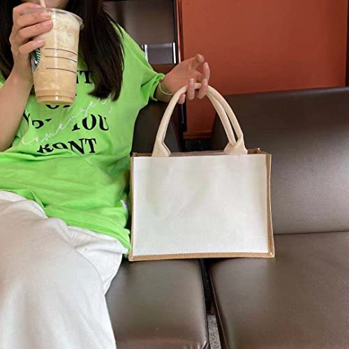 6 Pack Burlap Tote Bags with Handles A8439